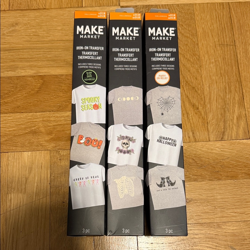 NWT Bundle of 3 Iron-on Transfer Kits Makers Market - Total of 9pcs